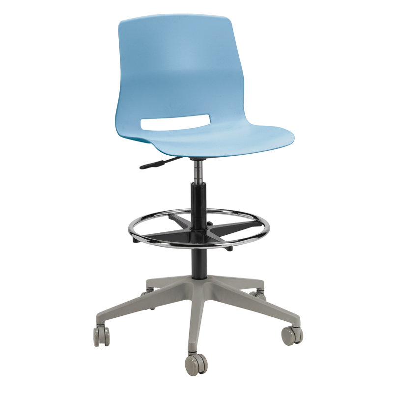 Wille Lola Drafting Stool 5 Star Caster, Sky Blue
