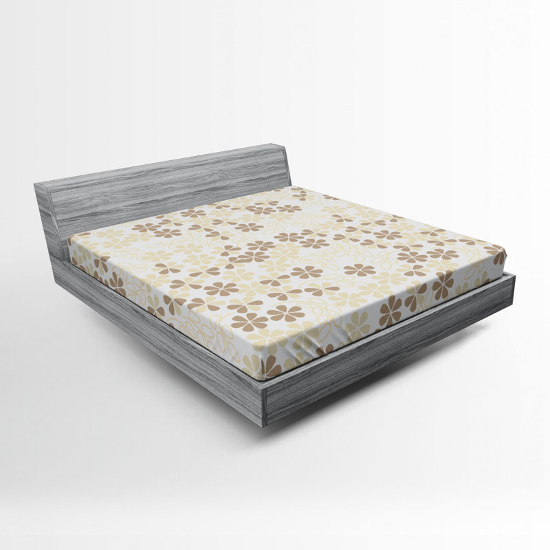 Microfiber Floral Fitted Sheet, Queen Fitted Sheet, Brown Floral