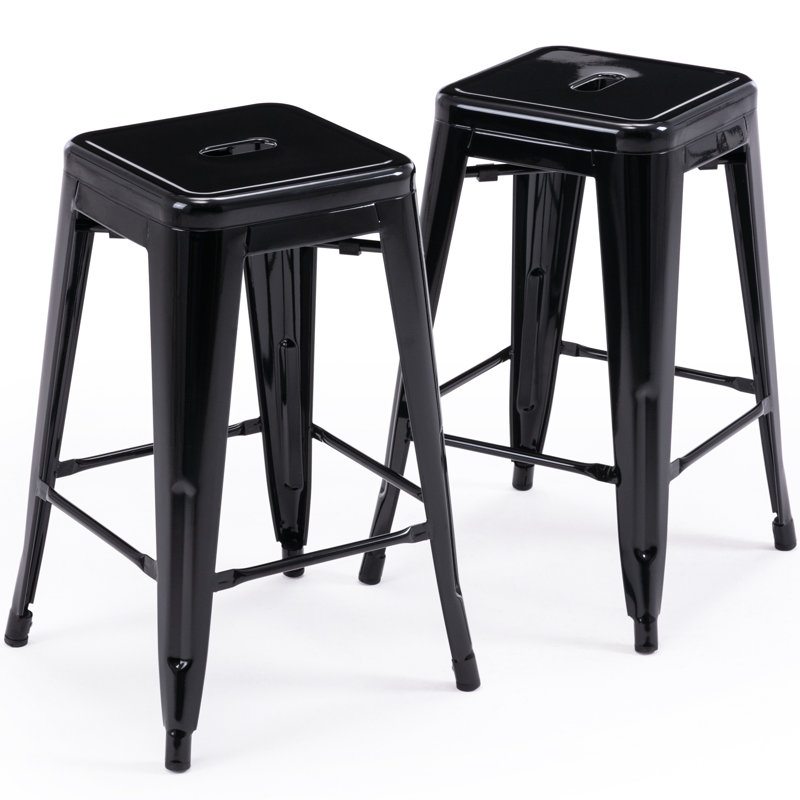 Kohki 24" Counter Stool Metal Bar Stools Counter Height Barstools Backless Indoor/Outdoor Bar Stools Kitchen Counter Stools Chairs