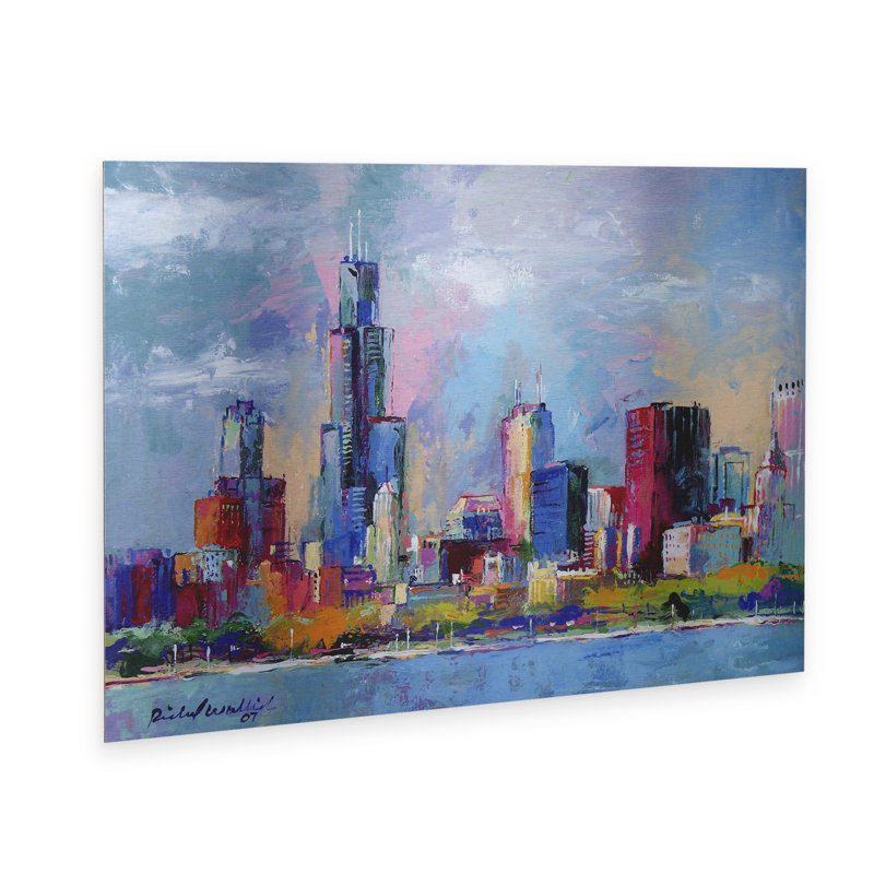 Art mural flottant en aluminium brossé «Chicago 5» Richard Wallich