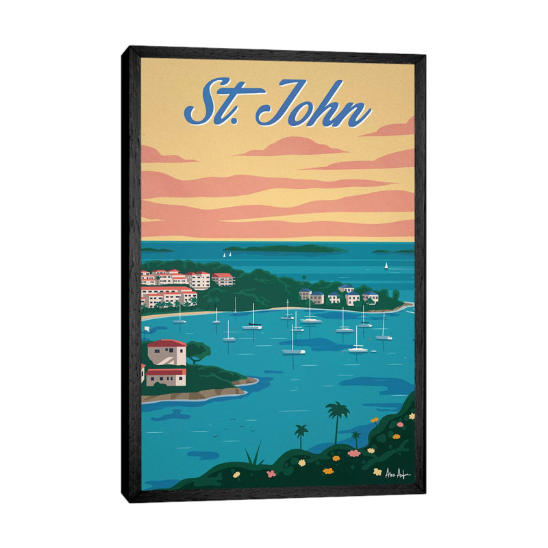 Cruz Bay - Print on Canvas, Black Framed, 66.04cm H x 45.72cm W x 3.81cm D