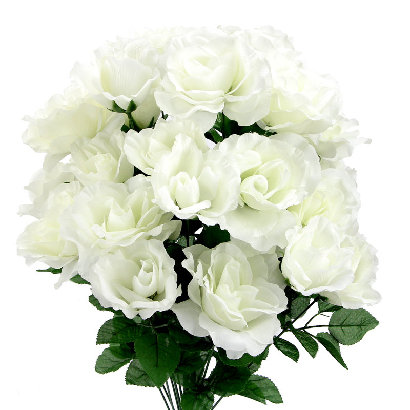 Bouquet de rose artificielles en fleurs, Crème