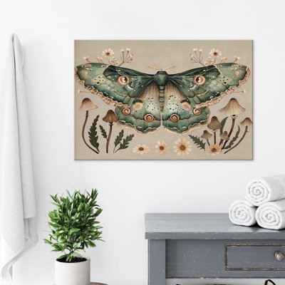 Art mural rétro papillon papillon bohème vert sauge papillon insecte imprimé floral Cottagecore Woodland esthétique pour chambre salon décoration murale
