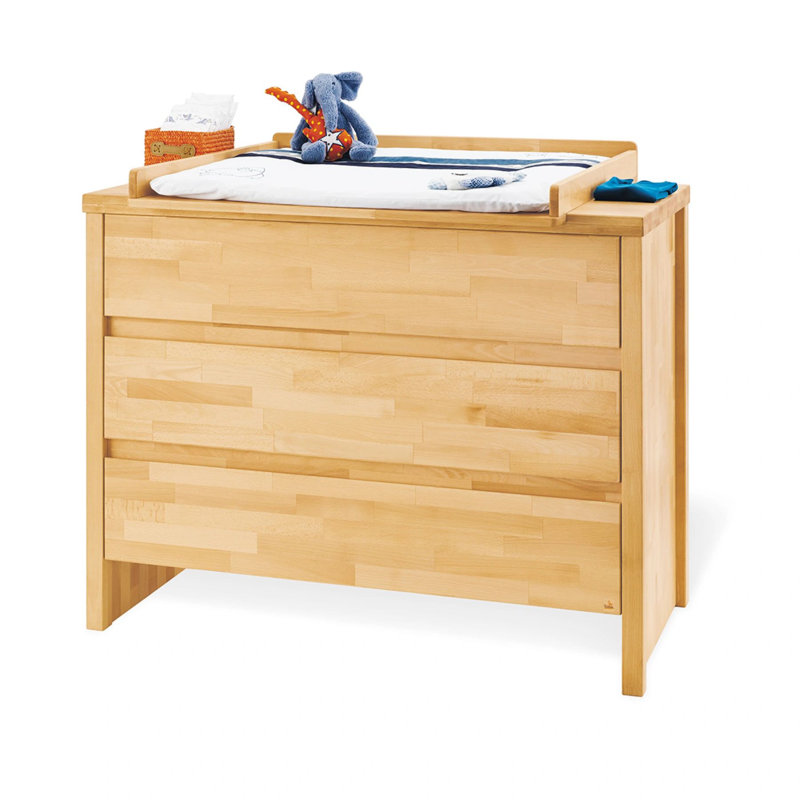 Commode à langer en bois Alpaka 100 - Commode 3 tiroirs avec plateau amovible | Bois d'Ukraine naturel écologique, à fermeture en douceur