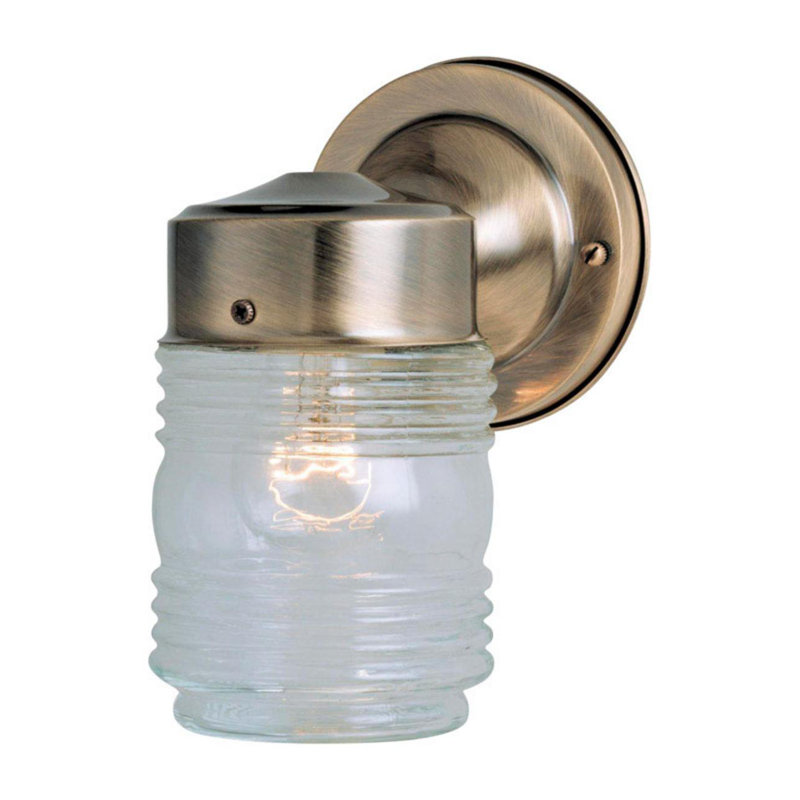 Lanterne murale d'extérieur à 1 ampoule Cleaton, H 7,5 po x P 4,5 po x l 5,75 po, Laiton antique