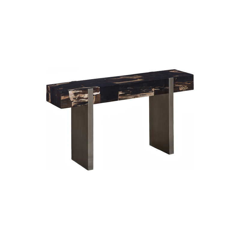 Petramosaic Console Table, Brushed Stainless Steel Legs