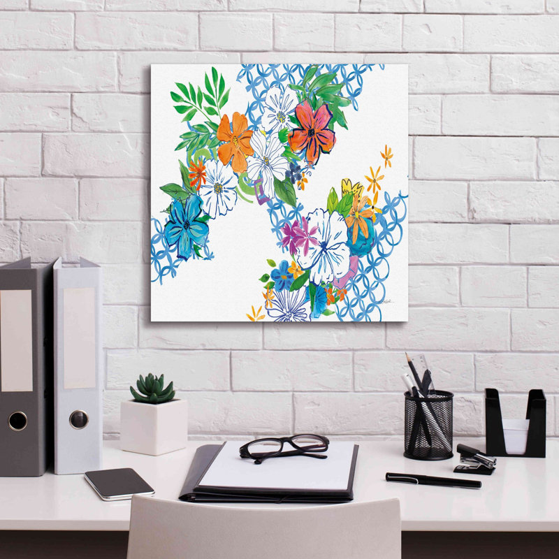 «Epic Graffiti» «Flower Power I» par Mike Schick, art mural sur toile giclée, 18 po x 18 po