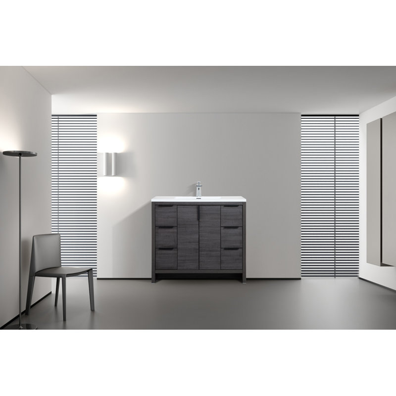 39.4'' Single Bathroom Vanity with Resin Top