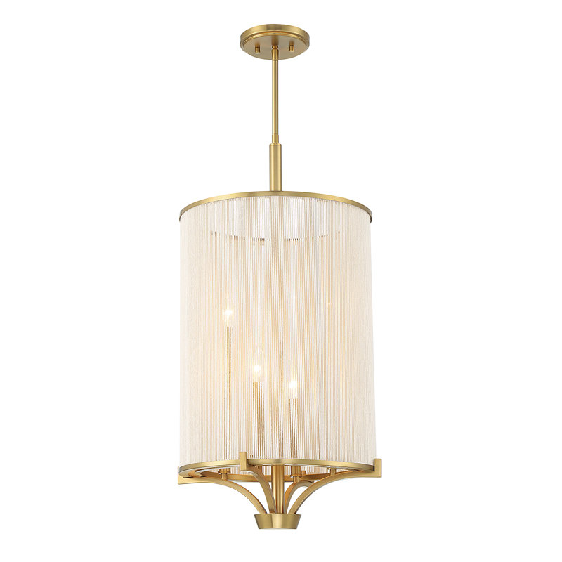 Warm Brass Mini Chandelier with Soft White String Shade