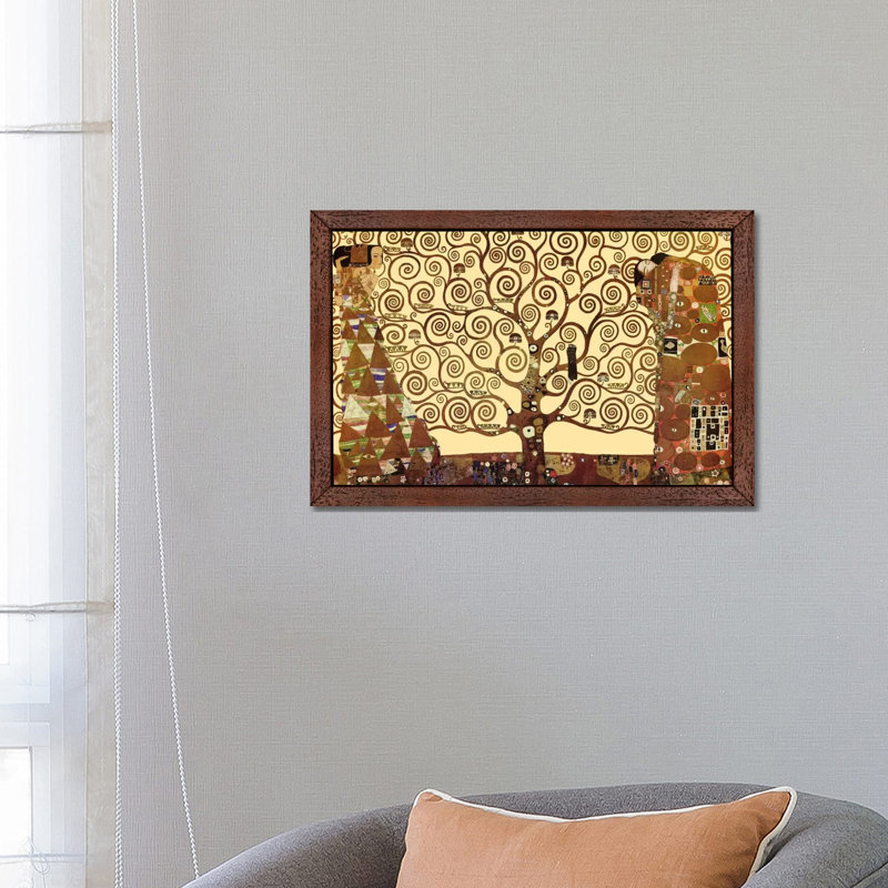 The Tree Of Life by Gustav Klimt - Floater Frame Painting on Canvas, 66.04 cm H x 45.72 cm W, Brown Floater Framed