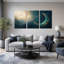 Ensemble de 3 toiles bleu sarcelle en forme de croissant de lune avec soleil étoilé-133449647