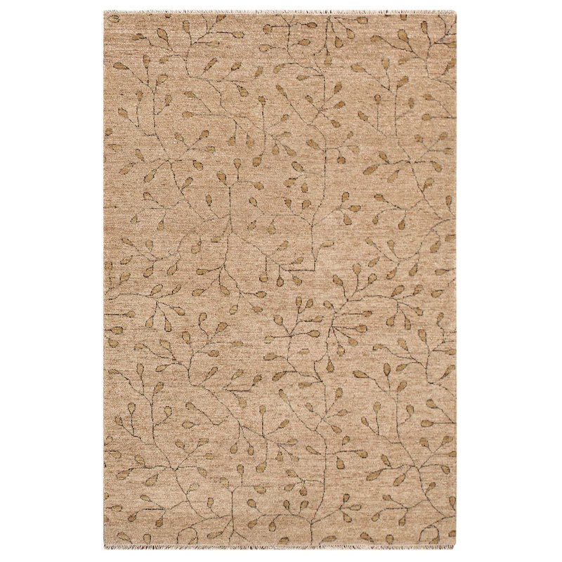 Tapis beige noué à la main de haute qualité