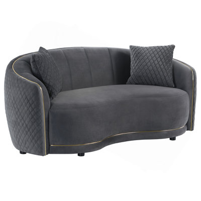 Lorraine Dark Grey Upholstered Curved Loveseat
