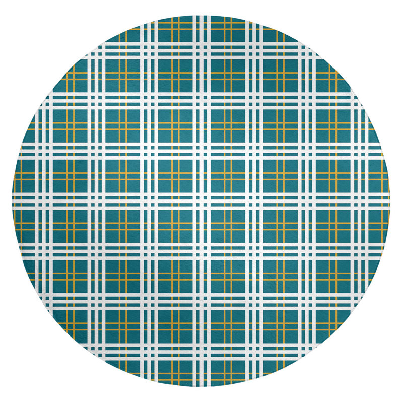 Plaid Indoor Rug, Round 5'