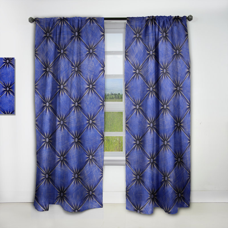 Panneau de rideau simple occultant moderne bleu occultant en cuir bleu, L 52 po x L 108 po