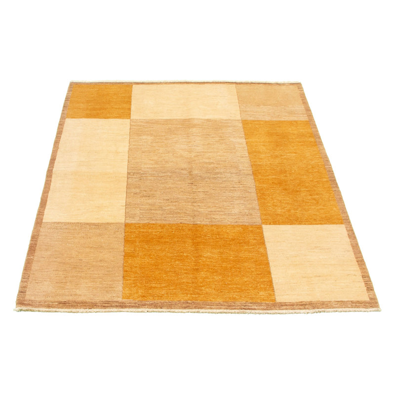 Tapis décoratif Ivoire en laine noué à la main de conception unique 5 pi 7 po x 7 pi 3 po destina