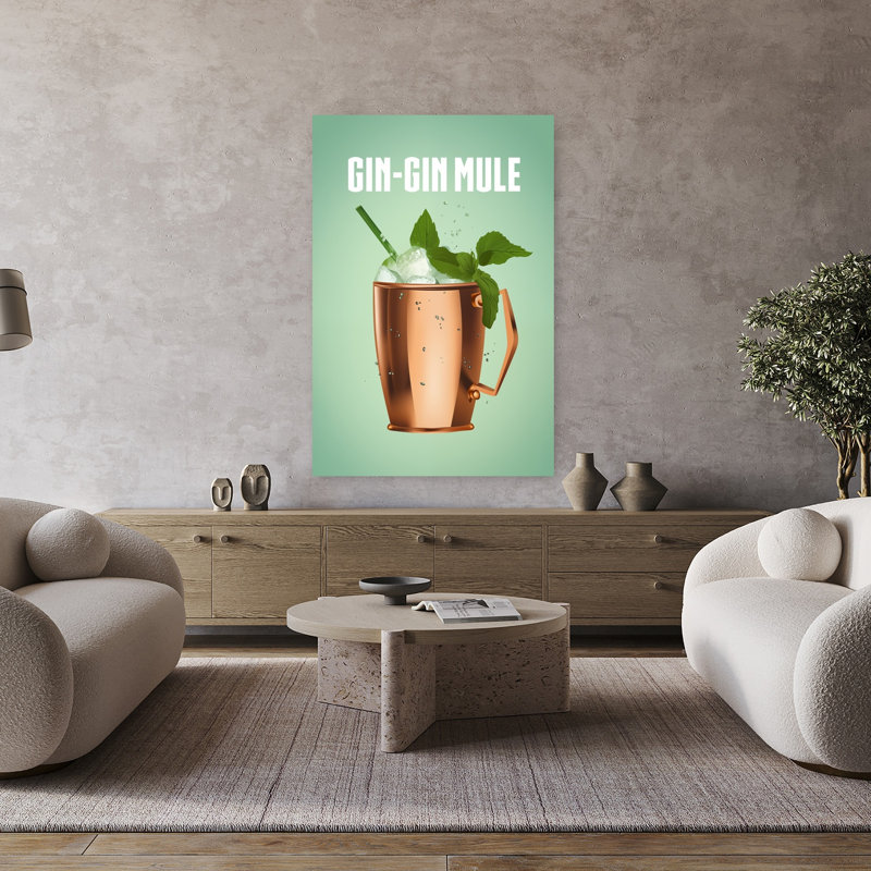 Art mural contemporain rafraîchissant «Mule gin», H 48 po x l 32 po