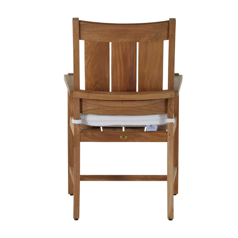 Croquet Teak Patio Dining Armchair with Cushions, Natural Teak, Welt, Bali Pearl