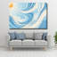 Abstrait art mural en verre trempé soleil bleu et blanc-1472980524