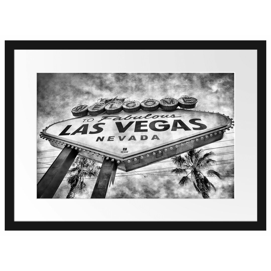 Gerahmtes Poster Las Vegas Ortseingangsschild