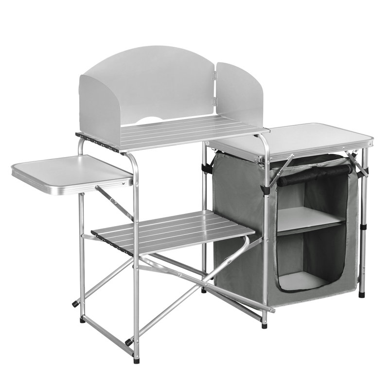 Washta Rectangular Wood Metal Folding Outdoor Camping Table , cm W 48cm cm D, White/Grey