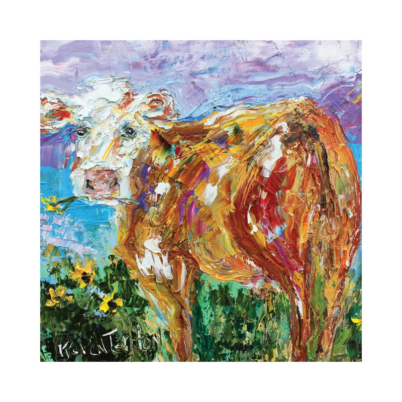 Country Cow by Karen Tarlton - Wrapped Canvas Painting, 30.48 cm H x 30.48 cm W
