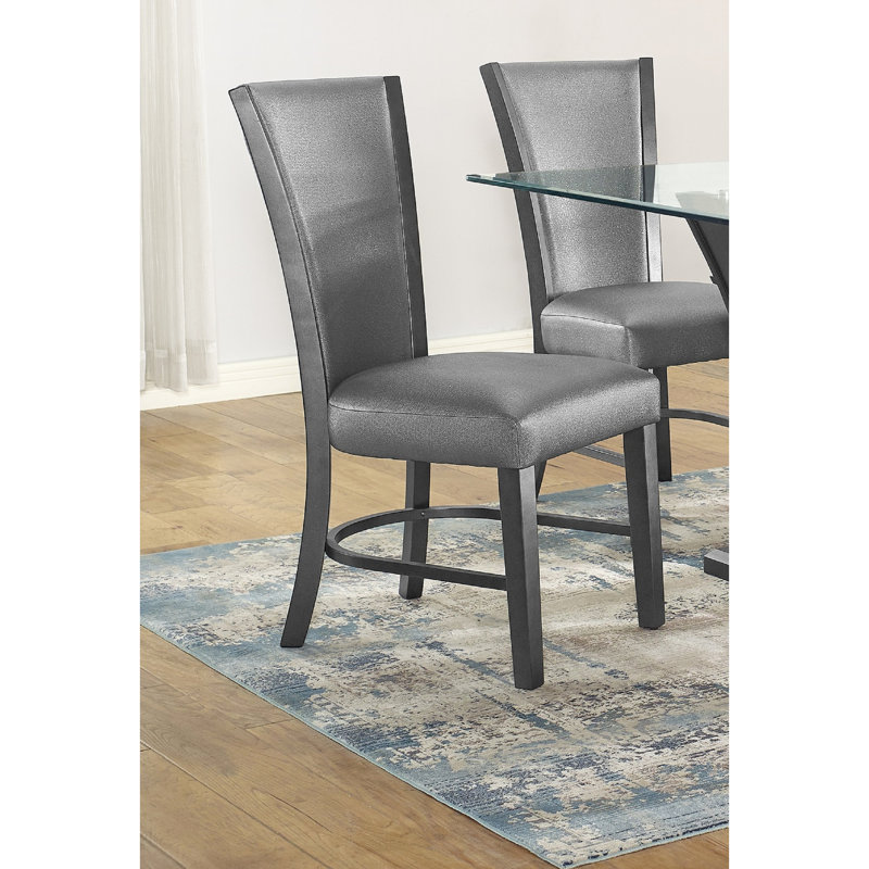 Chaises de salle à manger rembourrées 2 pièces, tissu gris, base en bois noir, style contemporain pour chaises 2 pièces, revêtement en tissu doux, structure en bois, espace