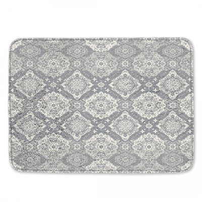 Tapis de bain damassé gris