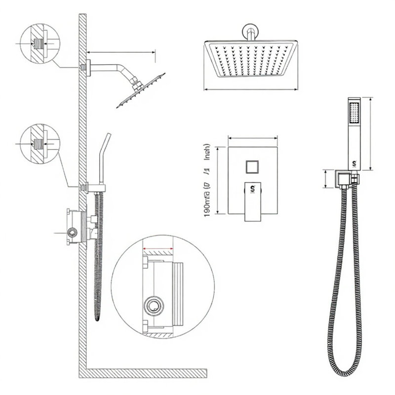 Shower System - Shower Faucet Set With 8 Inch Rain Shower Head And Handheld Shower - High Pressure Rain Shower System - All Metal Shower Faucet Trim Repair Kits - Brushed Gold