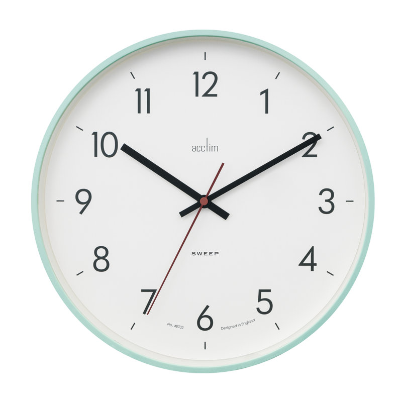Acctim Non-Ticking Sweep Sleek Wall Clock, Mint Humbug