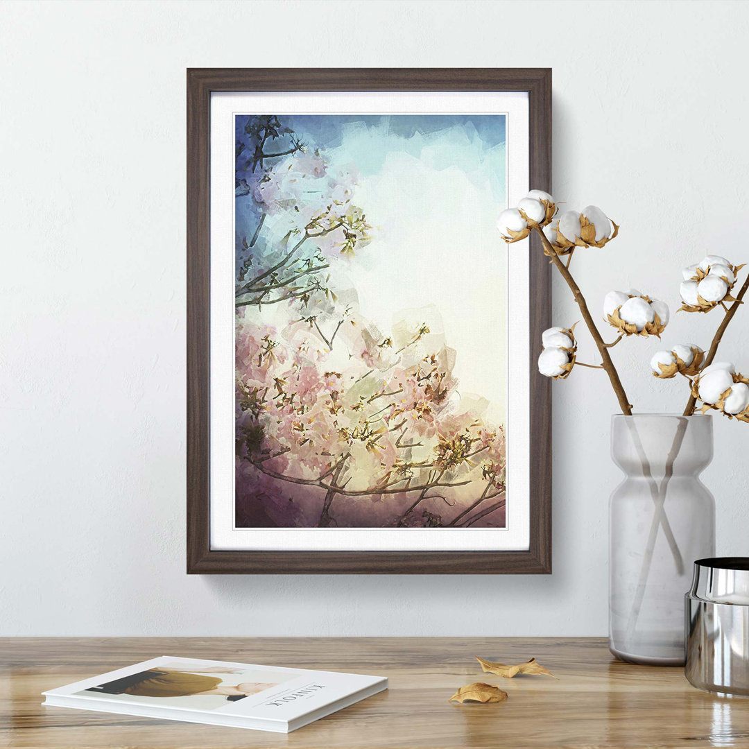 Pretty Pink Cherry Blossom Tree in Abstract - Framed Print
