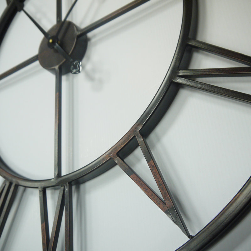 Hackney Roman Iron Wall Clock, 76cm H x 76cm W x 5cm D, Black/Bronze