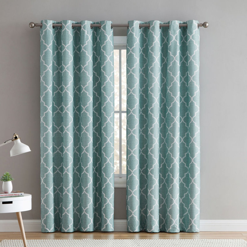 Rideaux occultant avec œillets Puma, Turquoise, L 52 po x L 96 po