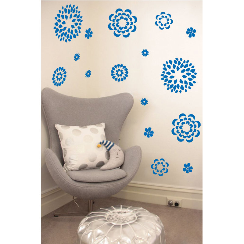 Adhésif décoratif motif floral, H 19 po x l 24 po x P 0,01 po, Bleu azur