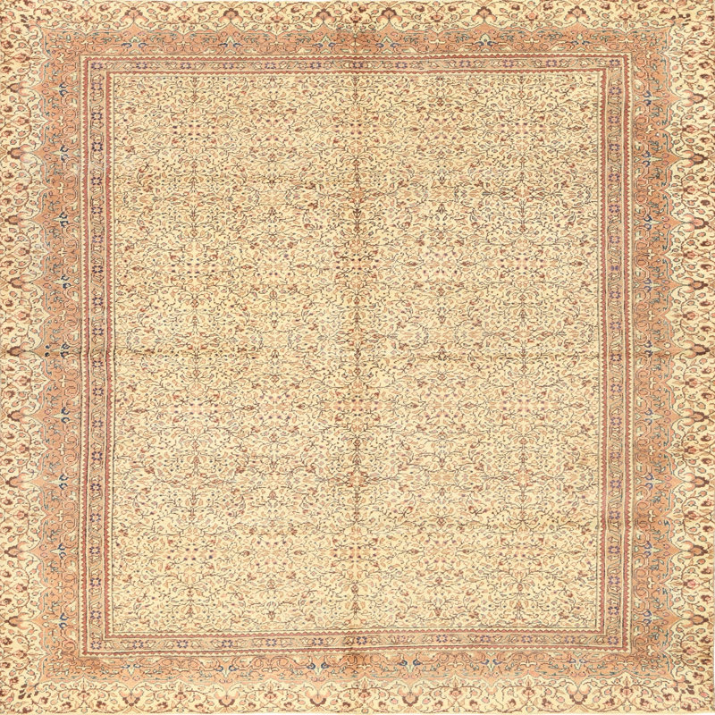 Tapis brun/beige traditionnel Quealy, Carré 5 pi