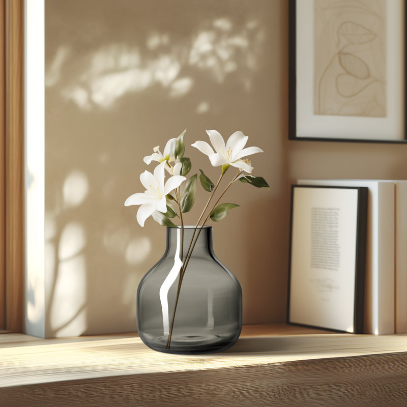 Aquista 5" Hand Blown Art Glass Gray Table Vase, Gray