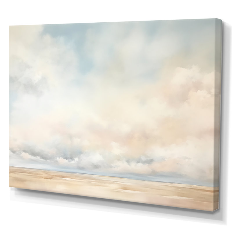 Minimalisme, ciel nuageux, paysage I sur toile, Toile tendue, H 30 po x l 40 po x P 1,5 po