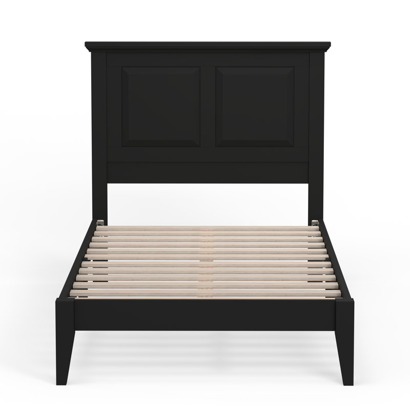 Lit plateforme en bois massif Markovich, Noir, Simple