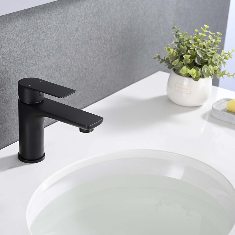 Robinet de lavabo à poignée simple, Noir mat