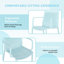 Fauteuil empilable 4 pièces pour intérieur / extérieur - dossier ergonomique à lattes, matériau toutes saisons - patio, balcon, café-1840842716