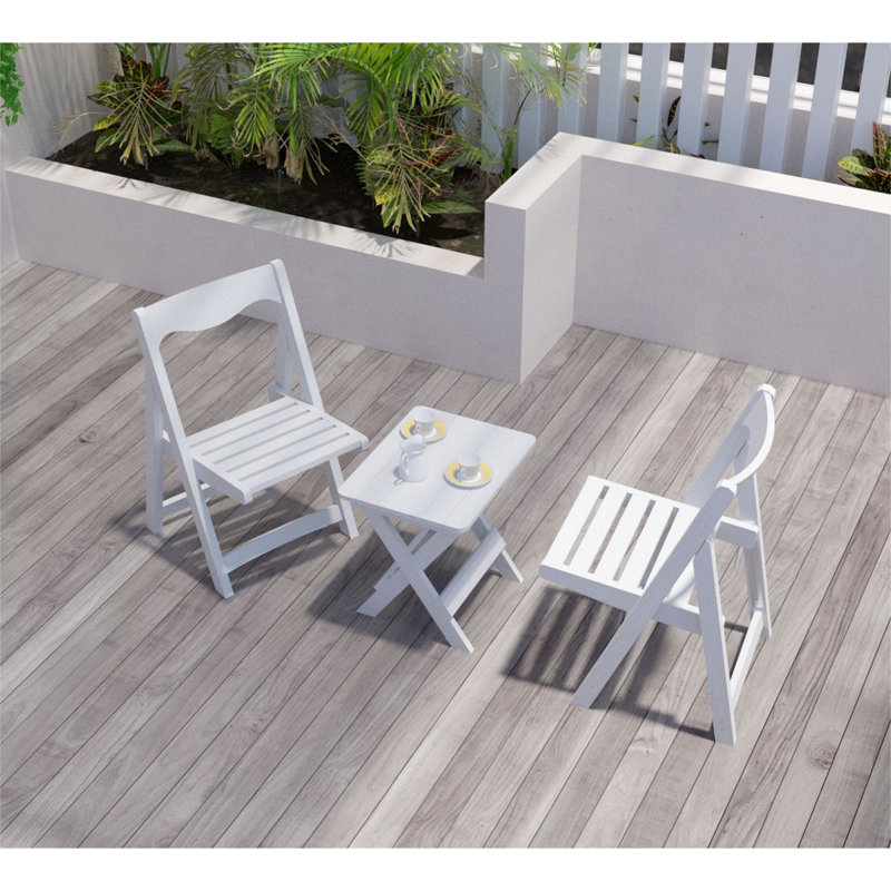 Mobilier d'extérieur pliable Hips, 2 chaises et table rectangulaire blanche pour espaces élégants de type bistro avec intérieur et