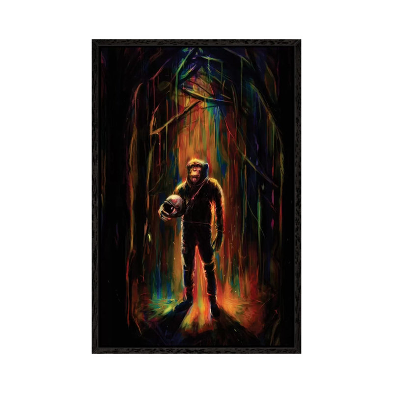 Commander Chimp by Nicebleed - Print on Canvas, Black Framed, 101.6cm H x 66.04cm W x 3.81cm D