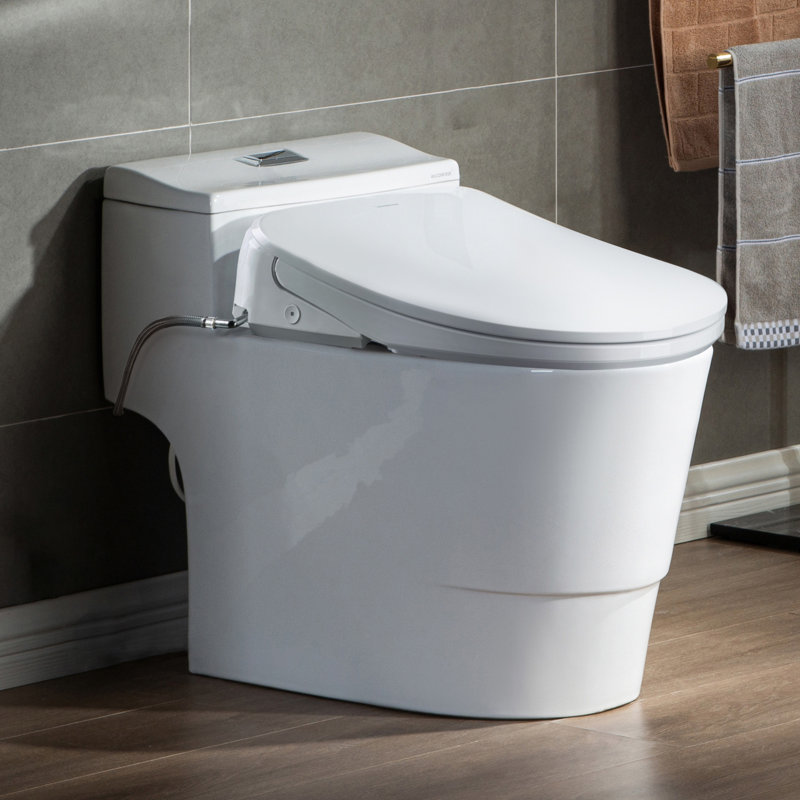 Toilette une pièce avec siège de bidet électrique intelligent, ouverture et fermeture automatiques, siège chauffant, télécommande sans fil, avancée