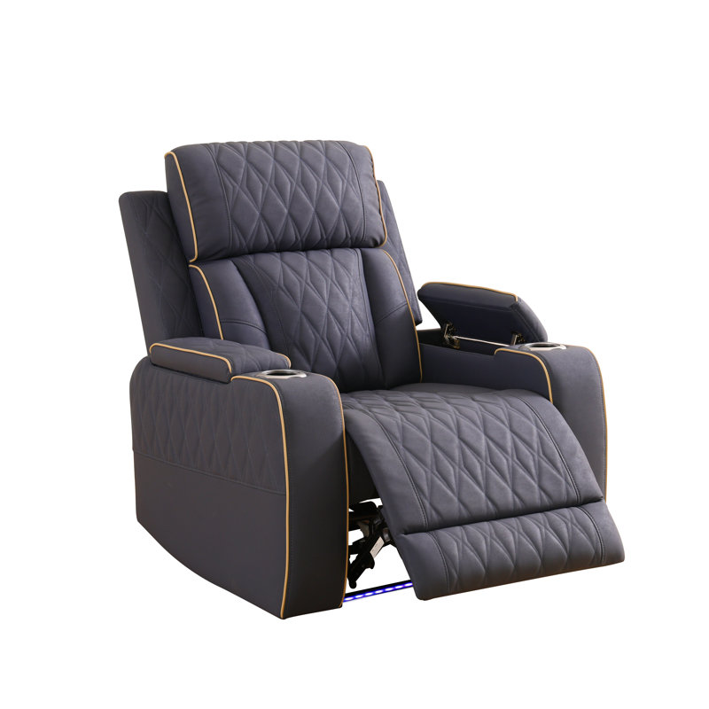 Power Recliner Sofa with Flat Sleep Function, Storage Console, USB Charging & LED Ambient Lighting