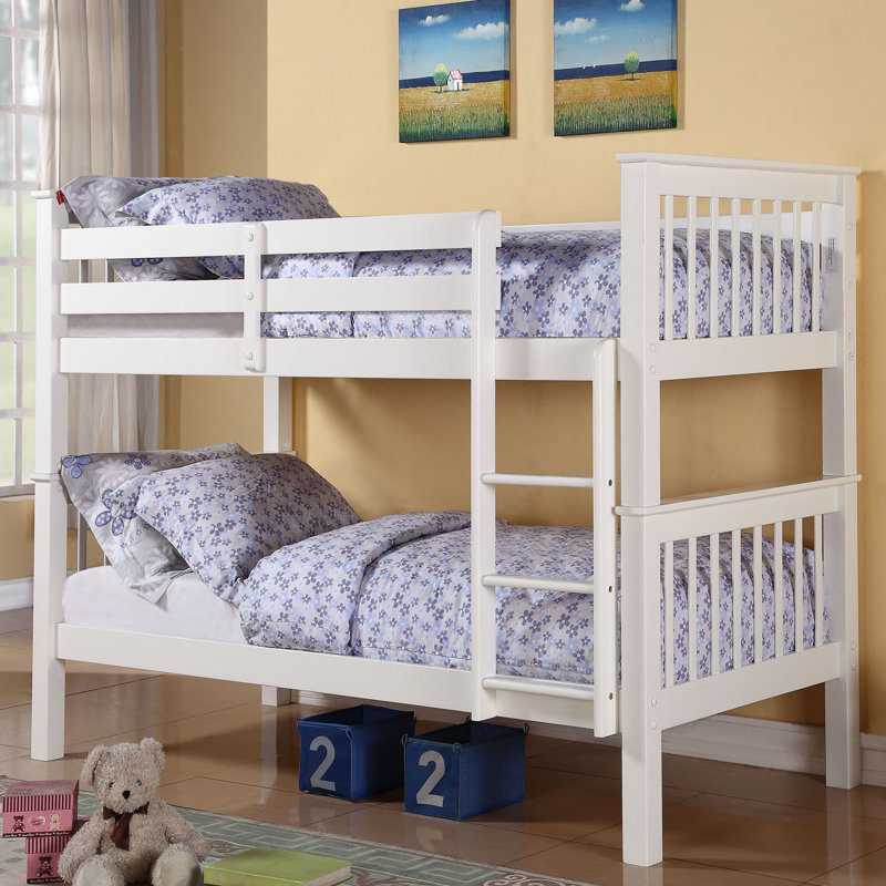 Bunk Bed with Built-in Ladder Included, White
