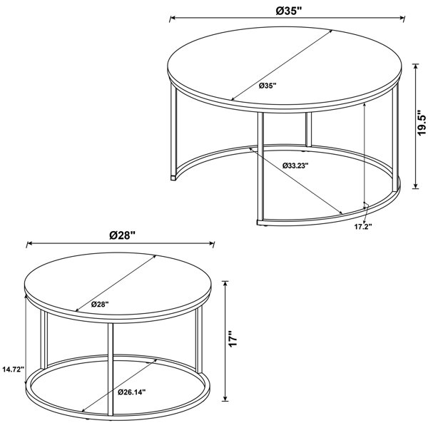 Latitude Run® Two - Piece Round Coffee Table With Grey Faux Marble ...