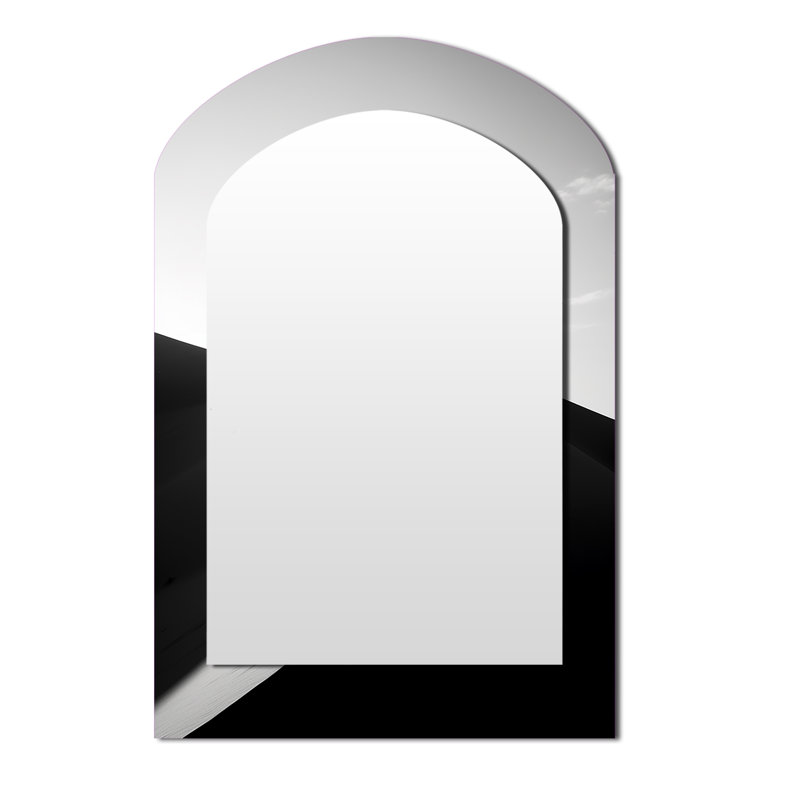 Saharas Silence Photography II - Desert Arch Decorative Mirror, Grey Asymmetrical Wall Mirror, Printed Metal Art, 43" x 33"
