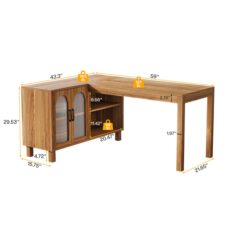 L-Shaped Executive Desk, Brown