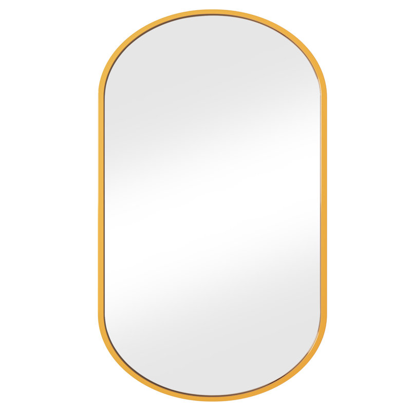 Oval Arched Wall-Mounted Bathroom Mirror Cabinet, Gold