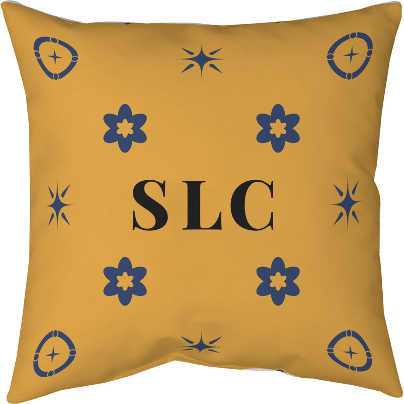 Coussin en coton Salt Lake City, Bleu marine / or Salt Lake City, H 26 po x l 26 po